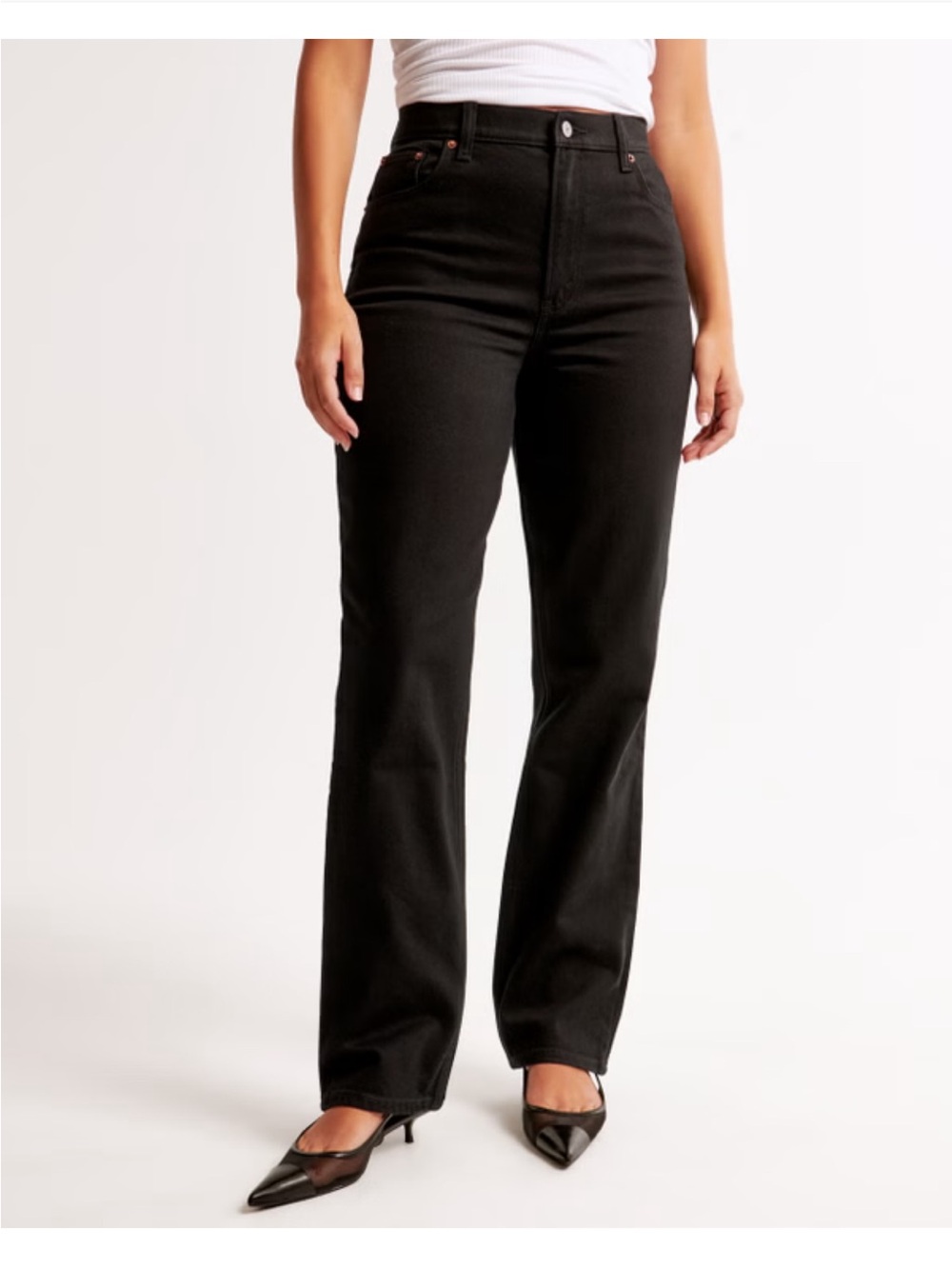 Abercrombie 90’s Straight Ultra High Rise Jean, Curve Love, Black - 33/16R